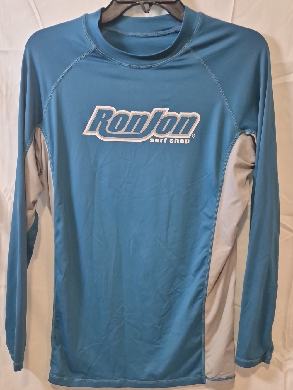 Ron Jon Men’s Long Sleeve Teal and Light Gray Rash Guard